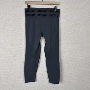 Adidas Leggings Womens 1X Grey 7/8 Tight High Rise Aeroknit Gym Workout Outdoors